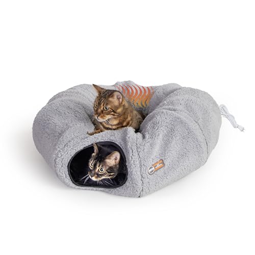 K&H Pet Products Beheiztes Katzentunnelbett für Indoor-Katzen – Donut-Tunnelspielzeug, Röhrenhöhle mit rundem Kreis, Bett, Wärmezentrum für große Kätzchen zum Spielen und Schlafen, Sicherheitsliste von K&H