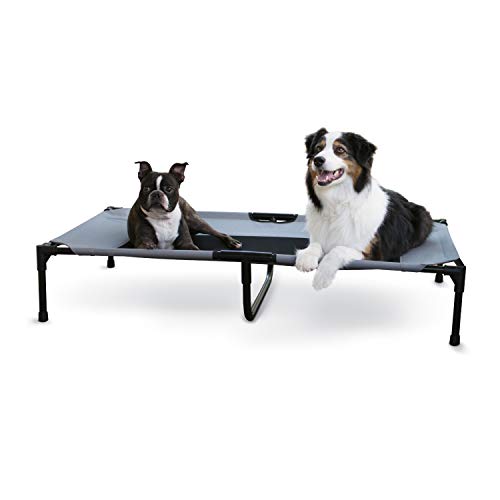 K&H Pet Products Erhöhtes Hundebett für den Außenbereich, atmungsaktiv, kühlend, erhöhtes Kinderbett, Hängematte für XL-Hunde, waschbarer Netzbezug, erhöhter Metallrahmen, zusammenklappbar, tragbar, von K&H