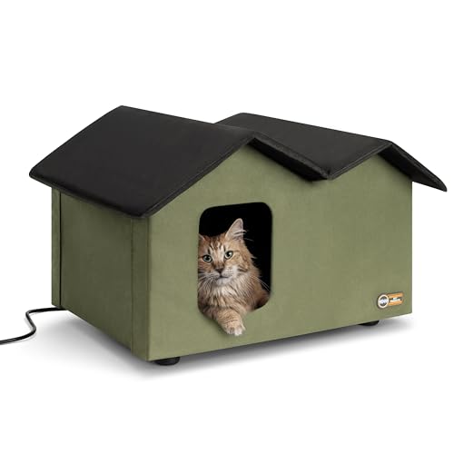 K&H Pet Products Erhöhtes Katzenhaus für den Außenbereich, extrabreit, beheizt, Olivgrün/Schwarz, 66,5 x 54,8 x 43,2 cm K&H Pet Products Erhöhtes Katzenhaus für den Außenbereich, extrabreit, beheizt, Olivgrün/Schwarz, 66,5 x 54,8 x 43,2 cm von K&H