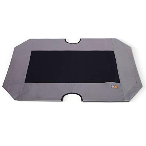 K&H Pet Products Erhöhtes kühlendes Outdoor-Hundebett, tragbar, erhöhtes Hundebett, Ersatzbezug, grau/schwarz, Netzgewebe, Größe XL, 127 x 81 cm (Kinderbett Nicht im Lieferumfang enthalten) von K&H