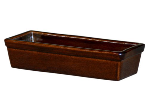 K&K Keramik Futternapf eckig 2,0 Liter braun 32x14x8cm aus schwerer Steinzeug-Keramik für Vogel, Hund, Katze, Kleintier von K&K Keramik