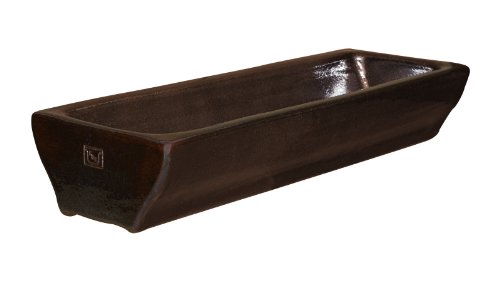 K&K Keramik Futtertrog 20 x 80 cm, vollglasiert, braun, Steinzeug (Keramik) für Schweine, Schafe, Ponys, Hunde, kleine Pferde, kleine Rinder uvm. von K&K Keramik