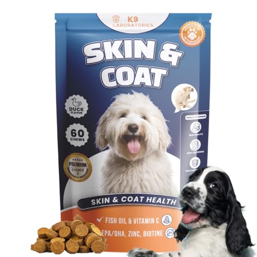 K9 Laboratories Skin & Coat chews – Ergänzung für Hunde – Für gesunde Haut und glänzendes Fell - Reduziert Juckreiz, Fellverlust und Hautreizungen – 100% Natürlich – Mit Omega 3-6-9 – 60 chews K9 Laboratories Skin & Coat chews – Ergänzung für Hunde – Für gesunde Haut und glänzendes Fell - Reduziert Juckreiz, Fellverlust und Hautreizungen – 100% Natürlich – Mit Omega 3-6-9 – 60 chews von K9 Laboratories