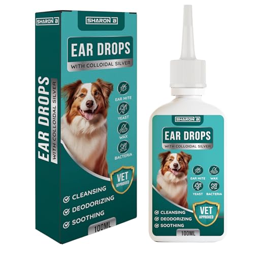 Sharon B Hunde Ohrentropfen mit kolloidalem Silber, 100ml, Reinigend und Weichmachend, für Ohrenschmalz und Ohrmilben Sharon B Hunde Ohrentropfen mit kolloidalem Silber, 100ml, Reinigend und Weichmachend, für Ohrenschmalz und Ohrmilben von K9 Laboratories