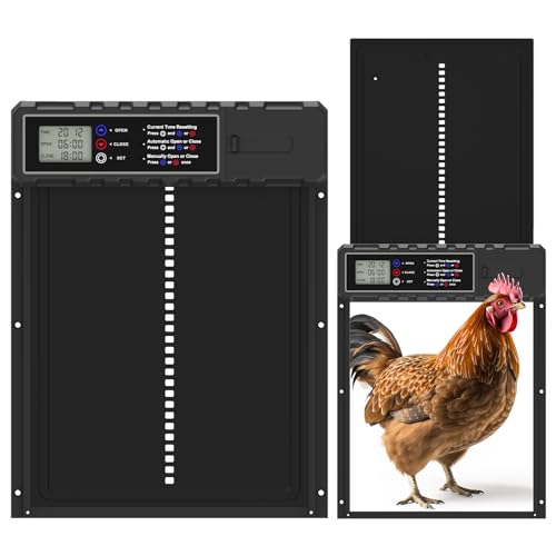 KACNON Aluminium Automatische Hühnerklappe - Elektrische Hühnerklappe mit Wasserdicht Großes Display, Timer, Klemmschutzfunktion - Hühnerklappe Automatisch für Hühner, Ente, Gans, Häschen, Kratzfest KACNON Aluminium Automatische Hühnerklappe - Elektrische Hühnerklappe mit Wasserdicht Großes Display, Timer, Klemmschutzfunktion - Hühnerklappe Automatisch für Hühner, Ente, Gans, Häschen, Kratzfest von KACNON