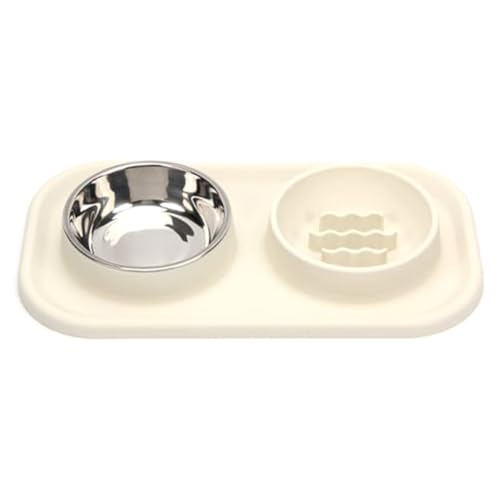 KACPLY Futternapf-Set für langsames Fressen oder Katzen und Hunde, rutschfeste Silikon-Haustiernäpfe, auslaufsichere Futtermatte mit Edelstahlnapf von KACPLY