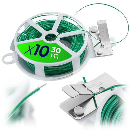 KADAX 10 x Gartendraht mit integriertem Schneider, 30 Meter, grüner Bindedraht auf Spule, Pflanzendraht zum Befestigen von Pflanzen im Garten, Blumendraht, Draht KADAX 10 x Gartendraht mit integriertem Schneider, 30 Meter, grüner Bindedraht auf Spule, Pflanzendraht zum Befestigen von Pflanzen im Garten, Blumendraht, Draht von KADAX