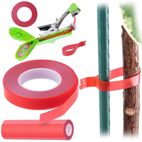 KADAX Bindeband für Bindezange, 20 Rollen im Set, je 11 mm x 25 m, Band für Pflanzenbindemaschine, Pflanzenband aus Kunststoff, Bandrollen für Bindegerät (Rot) von KADAX