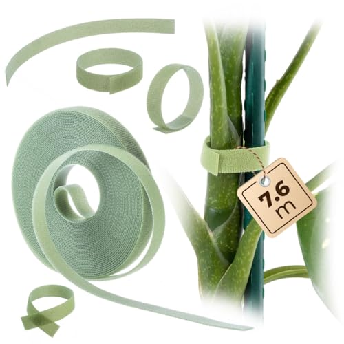 KADAX Klettband für Pflanzen, 12 mm x 7.6 m, Pflanzenbinder zum Befestigen von Tomaten, Blumen und Rankhilfen im Garten, Pflanzenband, Klettverschluss, Gartenband (Grün) von KADAX