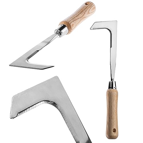 KADAX Unkrautkratzer, Fugenkratzer aus Edelstahl, Unkrautmesser mit ergonomischem Holzgriff, Multifunktionaler Fugenschaber, Unkraut Entferner für Garten (29,5x8cm) von KADAX