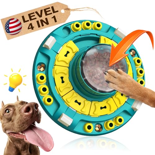 KADTC Fortgeschrittenes Puzzle-Spielzeug für Hunde, Level 4 in 1 für intelligente Hunde, geistige Gehirnstimulation, langsames Essen, Puzzles, harter Feeder, Welpen, Leckerli, Gedankenspiele KADTC Fortgeschrittenes Puzzle-Spielzeug für Hunde, Level 4 in 1 für intelligente Hunde, geistige Gehirnstimulation, langsames Essen, Puzzles, harter Feeder, Welpen, Leckerli, Gedankenspiele von KADTC