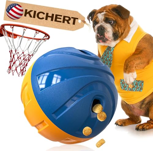 KADTC Leckerli-Ball mit Kicher-Geräusch – einstellbare Futterausgabe – Basketball-Spielzeug – Puzzle-Futterball zur langsamen Fütterung für mittelgroße, große und sehr große Hunde, die stark kauen von KADTC
