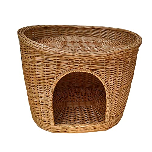 KAFELE Multifunktionale Rattan Katze Zwinger Und Hundehaus, Universelle Haustier Villa Für Vier Jahreszeiten, Abnehmbare Und Waschbar, Große Kapazität Haustier Spielplatz,Beige,46CM von KAFELE