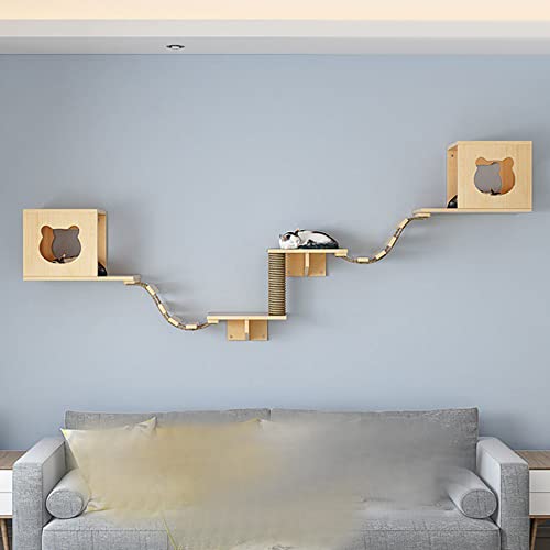 KAFELE Wandmontierte Katze Möbel Katze Wandregal Platzsparende Katze Treppen Katze Hängematte Katze Baum Mit Pfosten Einzigartige Wohnkultur Für Familien Mit Mehreren Katzen,A KAFELE Wandmontierte Katze Möbel Katze Wandregal Platzsparende Katze Treppen Katze Hängematte Katze Baum Mit Pfosten Einzigartige Wohnkultur Für Familien Mit Mehreren Katzen,A von KAFELE