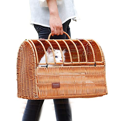 Waschbar Korb Katze Nest Katze Haus Vier Jahreszeiten Universal Rattan Katze Tasche Atmungsaktive Katze Rucksack Geeignet Für Katzen Innerhalb 8Kg,Braun von KAFELE