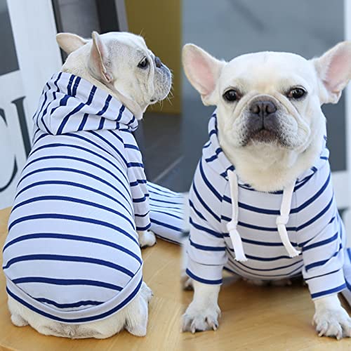 KAFRON Hundekleidung Neue Frühlingshundekleidung Baumwolle gestreifte Welpe T-Shirt für kleine mittlere Hunde Bulldog Yorkshire Strickkleidung Neu Haustiere-L von KAFRON