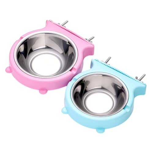 2-teiliges Edelstahlnapf-Set zum Aufhängen von Haustierkäfigen, Futter- und Wassernapf für Katzen und Hunde, Käfigmontage von KAHDGSS