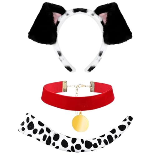 KAHDGSS Halloween-Hundekostüm, Zubehör, Stirnband, Schwanz, Hundehalsband, Tier-Kostüm, für Kinder, Erwachsene, Cosplay, 3 Stück KAHDGSS Halloween-Hundekostüm, Zubehör, Stirnband, Schwanz, Hundehalsband, Tier-Kostüm, für Kinder, Erwachsene, Cosplay, 3 Stück von KAHDGSS