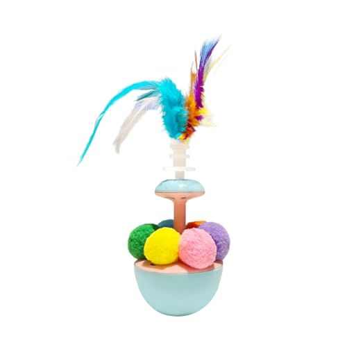KAHDGSS Wackeln Katzen Spielen Mit Farbenfrohen Gefiederten Ball Teaser Spielzeug Ungiftiger Innenübung Spaß Für Kätzchen Besitzer Freund Geschenkkatzen Wobble Toy von KAHDGSS