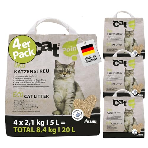 KAHU ECO 100% natürliches Katzenstreu • Klumpstreu • Naturstreu • Bio Holz Granulat Streu • 100% kompostierbar und biologisch abbaubar 8.4kg (20L) von KAHU