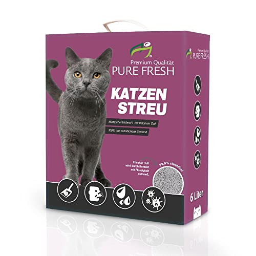 KAHU Pure Fresh Katzenstreu mit Babypuderduft • Klumpstreu • Naturmaterial weisses Kalzium-Bentonit • 1er Pack • 6l (5,2kg) pro Packung von KAHU