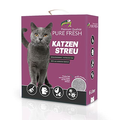 KAHU Pure Fresh Katzenstreu mit Babypuderduft • Klumpstreu • Naturmaterial weisses Kalzium-Bentonit • 1er Pack • 6l (5,2kg) pro Packung von KAHU