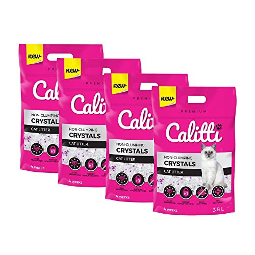 KAHU by CALITTI Micro Silikat Katzenstreu • Premium Crystals Silikatstreu • Saugstark Kiselgel • Katzensand • Staubfrei • Klumpfrei • 4er Pack (15,2L) • Feinheit: Crystals von KAHU