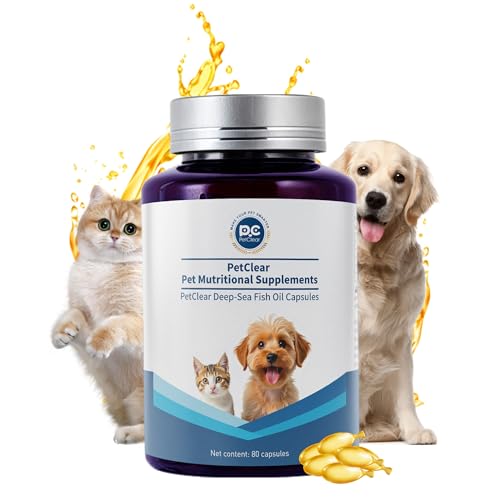 Pet Tiefsee Fischöl Kapseln, Fischöl für Hunde und Katzen enthält Omega-3 für Hautgesundheit, Nährstoffaufnahme, Gelenkgesundheit, Immunsystem(80 Kapseln) von KAILE FREE STYLE