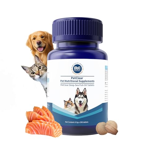 Pet Tiefsee Fischöltabletten, lachsöl Hund und Katzen ist reich an Omega-3, Fördert die Gesundheit der Haut, die Nährstoffaufnahme, die Gesundheit der Gelenke und des Blutes (200 Tabletten) von KAILE FREE STYLE