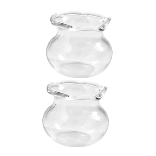 KAILIKETIY 2 Stück Fischglas-Aquarium Dollhouse Decor Miniatur-Aquarium Mini Fischglas Szenenzubehör Glasfischglas Puppenhaus Zubehör Miniatur Fischglas kleines Mini-Aquarium Transparent von KAILIKETIY