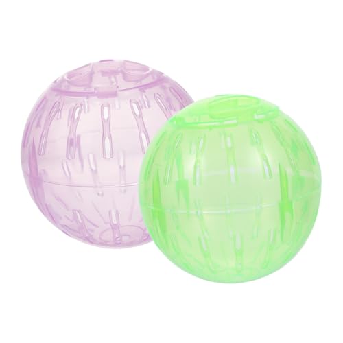 KAILIKETIY 2 Stück Hamster Laufball Transparent Grün Sichere Kunststoff Übungsbälle für Zwerghamster und Rennmäuse Stressabbauendes Kleintierspielzeug Leicht zu Reinigen und Montieren von KAILIKETIY