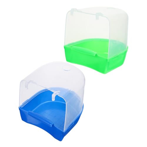 KAILIKETIY 2 Stück Praktische Papageien Badewanne aus Hochwertigem Kunststoff Hängender Vogel Badecube für Wellensittiche und Kleine Vögel rutschfest Langlebig für Käfig Innengebrauch von KAILIKETIY