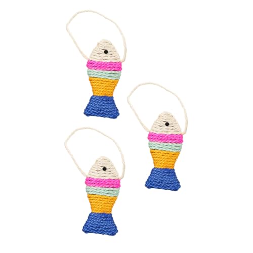 KAILIKETIY 3 STÜCKE Teiliges Sisal kratzspielzeug in Fischform für Katzen Natürliches Katzenspielzeug zur Krallenpflege Langlebig und Stressreduzierend Katzenspielzeug für Zufällige Farbe von KAILIKETIY