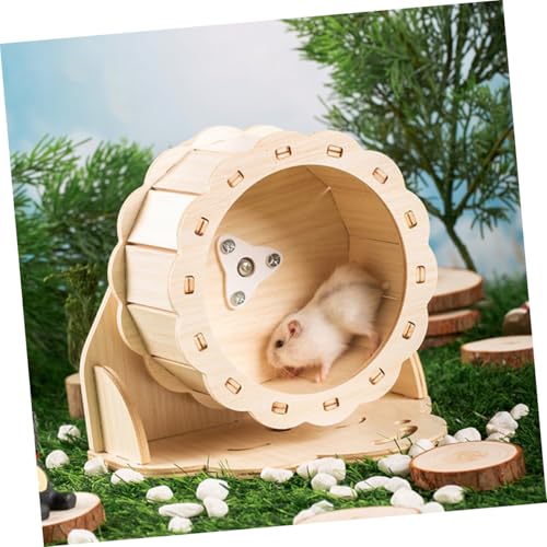 KAILIKETIY Hamster Laufrad aus Holz Leises Übungsrad für Kleintiere Wie Igel Rennmäuse Hamster mit Stabiler Wolkenhalterung Geräuscharm für Aktive Haustiere von KAILIKETIY