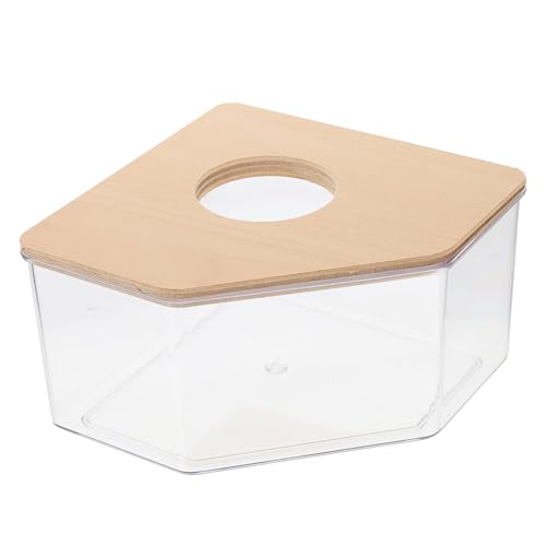 KAILIKETIY Hamster Sandbad Box Transparent mit Holzabdeckung Sandbad und Toilette für Kleine Haustiere Sicher Glatte Kanten Beobachtungsbadewanne für Hamster und Chinchillas Multifunktional von KAILIKETIY