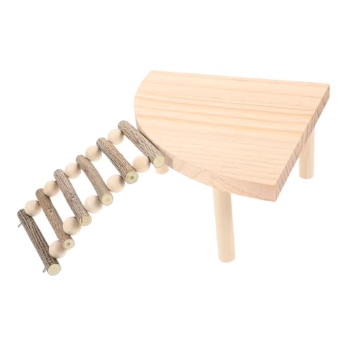 KAILIKETIY Hamster kletterplattform aus Holz mit Leiter Robustes Käfigspielzeug für Zwerghamster Meerschweinchen Igel und Kleintiere Leicht zu Reinigen Fördert Beschäftigung und Wohlbefinden von KAILIKETIY