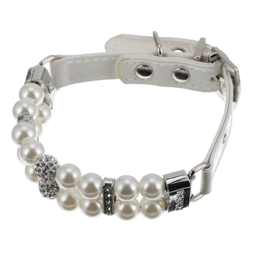 KAILIKETIY Hundehalsband mit Leine PU Perlenhalsband Verstellbar für Kleine Hunde Handgefertigt Bequem und Modisch für Haustier Geburtstag und Festliche Anlässe von KAILIKETIY