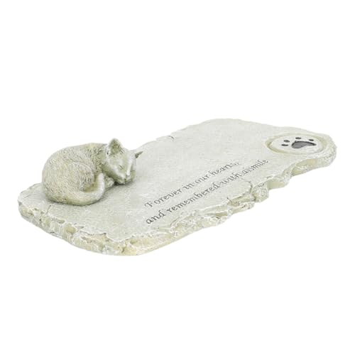 KAILIKETIY Katzen Gedenkstein aus Wetterfestem Harz Kleines Haustier für Garten Niedliche Schlafende Katzenstatue als Erinnerung an Geliebte Haustiere Frostbeständig und Langlebig von KAILIKETIY