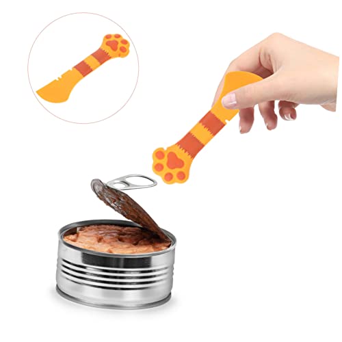 KAILIKETIY Katzenfutter Löffel mit Dosenöffner Funktion Haustier Futterlöffel zum Mühelosen Öffnen und Füttern Praktische Rührhilfe für Nassfutter Orange Gelb Ergonomisch Leicht zu Reinigen von KAILIKETIY