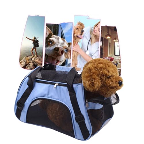 KAILIKETIY Tragbare Haustier Rucksack Transporttasche mit Atmungsaktivem Mesh Verstellbaren Gurten Kratzfest für Kleine Hunde und Katzen für Ausflüge und Reisen S Blau von KAILIKETIY