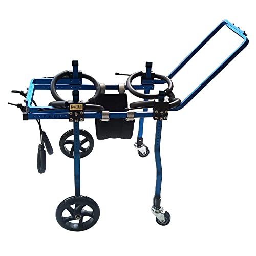 KAJILE Einstellbar Volle Unterstützung 4 Räder Behinderte Hund Rollstuhl,Haustier-Wagen,Vorderbeine Invalidität oder Ganzkörper Lähmung,Rehabilitation Ausbildung,XS von KAJILE