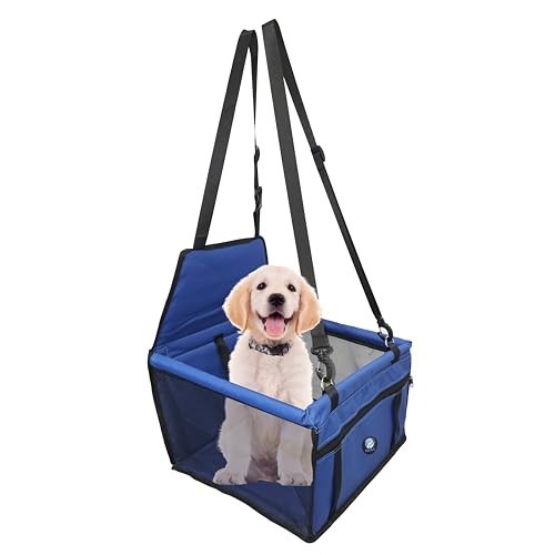 KAJILE Hundefahrersitz,Hundekarosserie mit atmungsaktivem Stoff, klappbarem Design und robustem PVC-Unterstützungsrohr,Für kleine und mittlere Hunde bis zu 10 kg,Blau,M von KAJILE