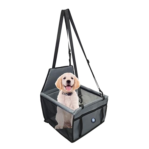 KAJILE Hundefahrersitz,Hundekarosserie mit atmungsaktivem Stoff, klappbarem Design und robustem PVC-Unterstützungsrohr,Für kleine und mittlere Hunde bis zu 10 kg,Grau,M von KAJILE