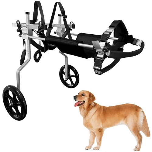 KAJILE Verstellbarer 2-Rad-Hunderollstuhl, XL-1 Größe für behinderte Hund Hinterbeine Rehabilitation, geeignete Höhe 44-60cm, Breite 21-28cm, Länge 30-40cm von KAJILE