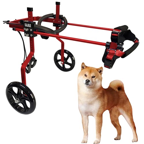 KAJILE Verstellbarer 2-Rad-Hunderollstuhl, L-2 Größe für behinderte Hund Hinterbeine Rehabilitation, geeignete Höhe 40-50cm, Breite 19-25cm, Länge 27-35cm von KAJILE