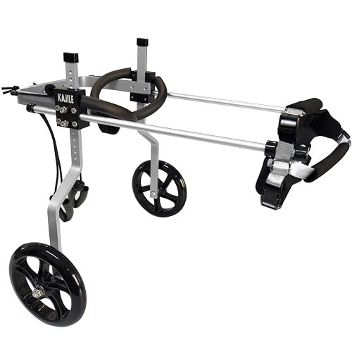 KAJILE Verstellbarer 2-Rad-Hunderollstuhl, S-3 Größe für behinderte Hunde Hinterbeine Rehabilitation, geeignete Höhe 27-33cm, Breite 12-17cm, Länge 18-25cm von KAJILE