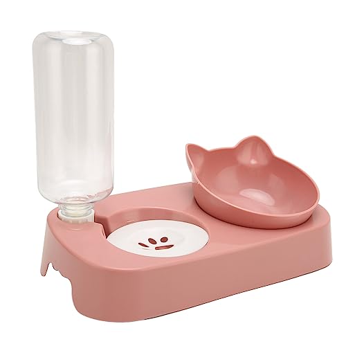 Katzen-Wasserfutternapf-Futternapf-Set, hygienische, automatisch abnehmbare Haustier-Wassernapfe aus PP-Material für mittelgroße Hunde(Rosa) von KAKAKE