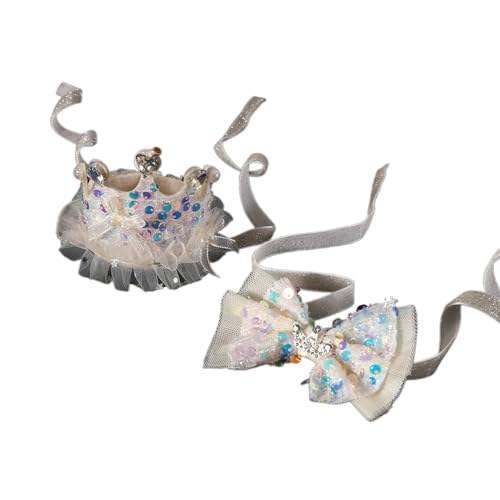 KAKASEA Geburtstagskronen für Hunde und Katzen, mit Pailletten, Schleife, Halsband, praktisch, bunt, Hut und Schleife, Halsband für Karneval, 2 Stück KAKASEA Geburtstagskronen für Hunde und Katzen, mit Pailletten, Schleife, Halsband, praktisch, bunt, Hut und Schleife, Halsband für Karneval, 2 Stück von KAKASEA