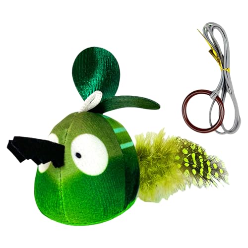 KAKASEA Interaktion Pet Hanging Plush Toy Teaser Animal Toy Squeaky Animal with Feathered Tail for Indoor Cats Entertainments von KAKASEA