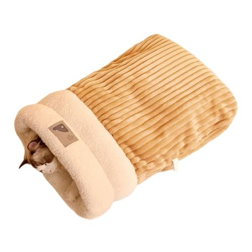 KAKASEA Winter-Katzen-Plüsch-Einlagen, weiche Fässer-Form, bequeme Liege, Schlafsack, für Wärme, kaltes Wetter, Katzenhöhlenbett von KAKASEA